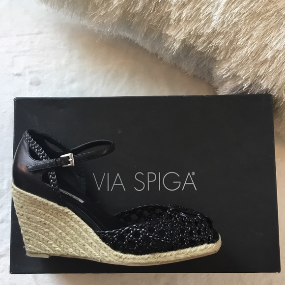 Via Spiga Shoes - VIA SPIGA BLACK LEATHER WEDGES